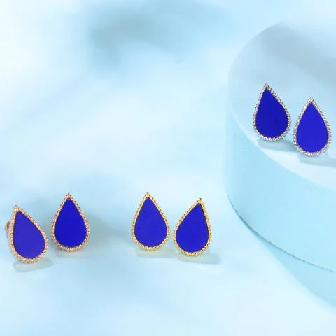 Drop / Earrings Blue Gold - Image 5