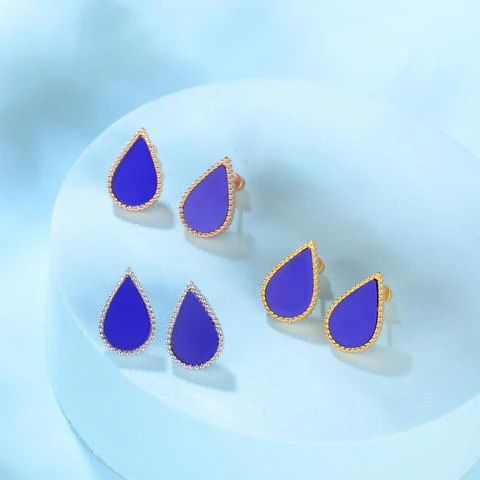 Drop / Earrings Blue Rose Gold - Image 4