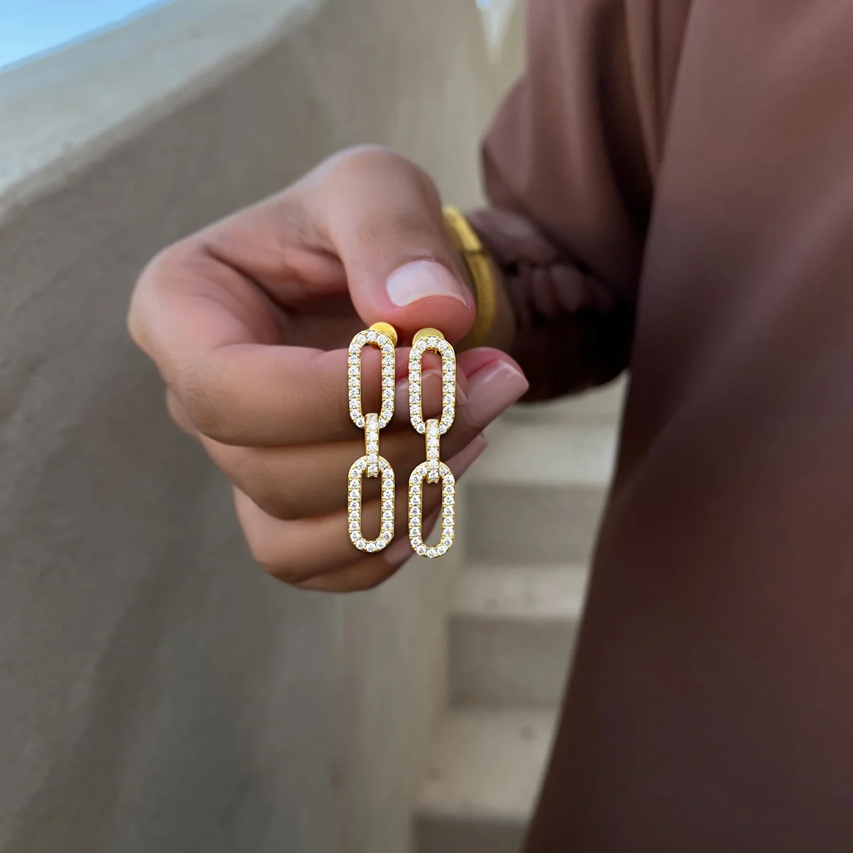 Links / Long Earrings Gold - Image 5