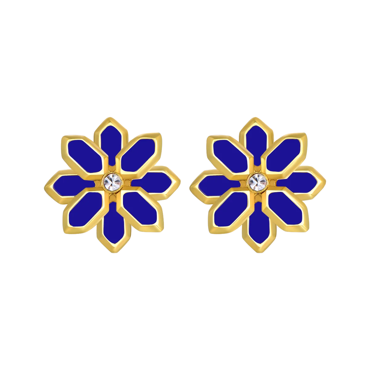 Lotus / Earrings Blue Gold - Image 2
