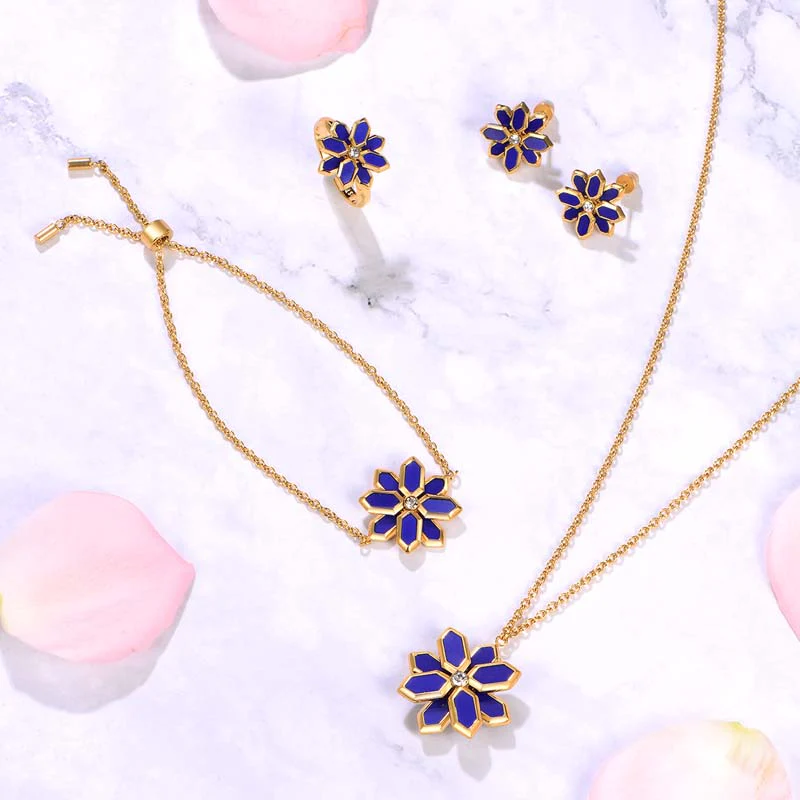 Lotus / Earrings Blue Gold - Image 4