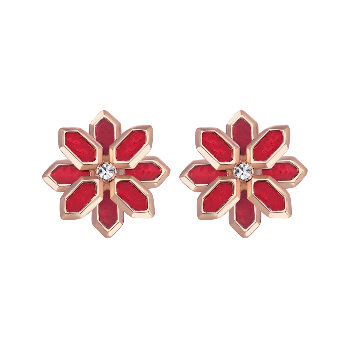 Lotus / Earrings Red Rose Gold - Image 2