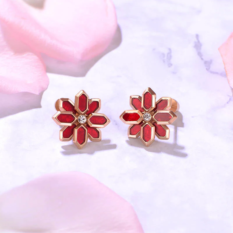 Lotus / Earrings Red Rose Gold - Image 3