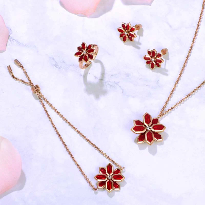 Lotus / Earrings Red Rose Gold - Image 4
