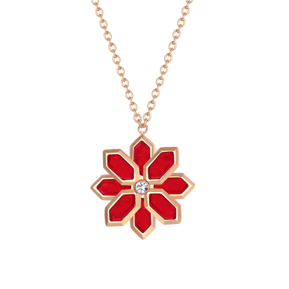Lotus / Necklace Red Rose Gold