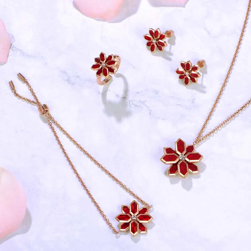 Lotus / Necklace Red Rose Gold - Image 4