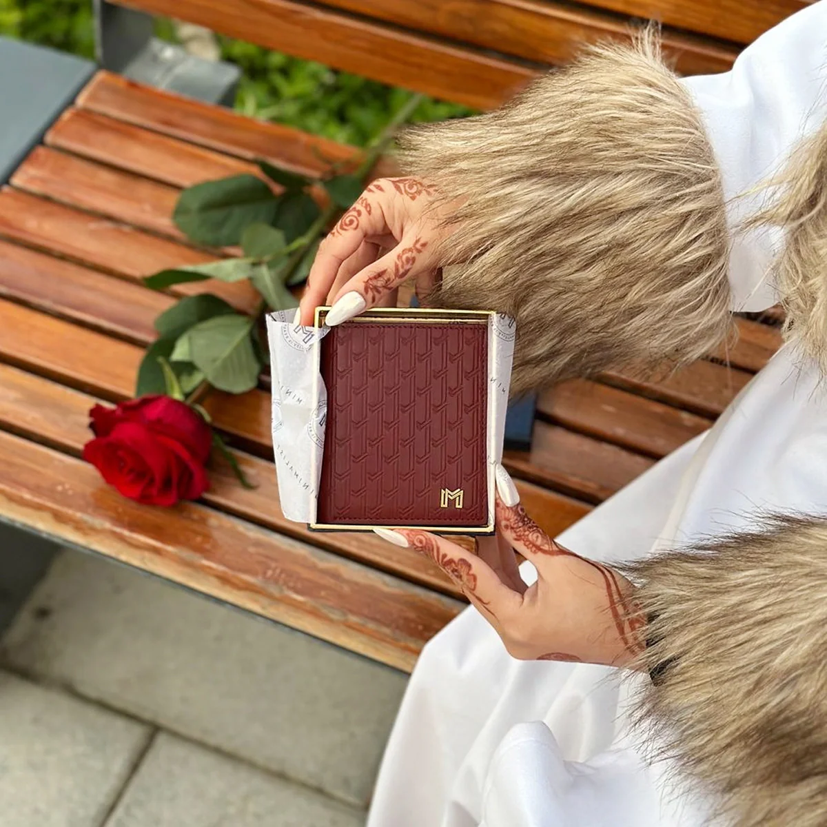 Italian Calfskin Leather Burgundy / Gold - Image 8