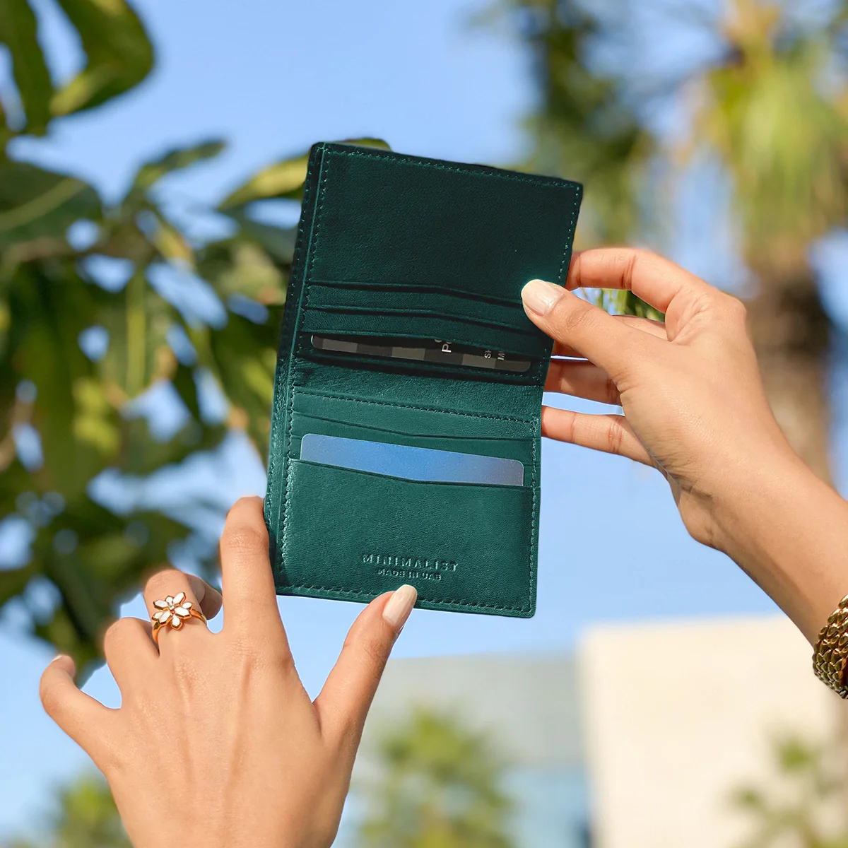 Italian Calfskin Leather Green / Gold - Image 7
