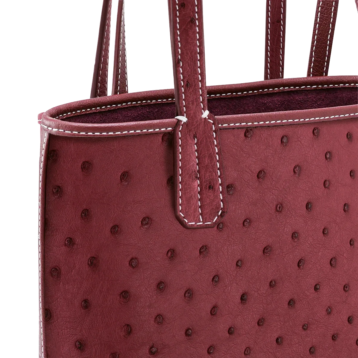 Mini Tote Ostrich Leather / Burgundy - Image 3