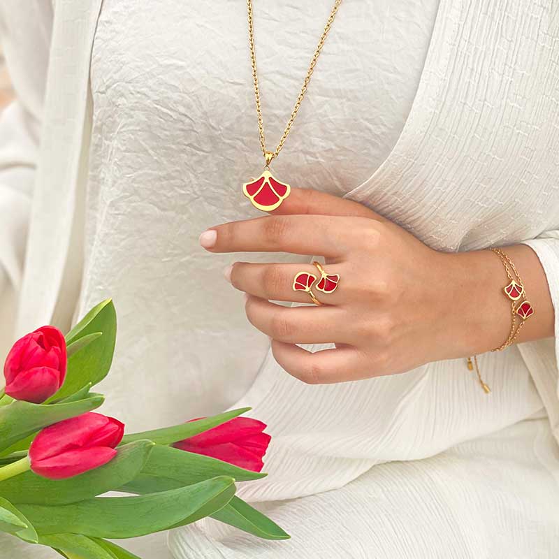 Tulip / Necklace Red Gold - Image 5